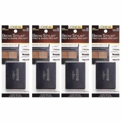 L'Oreal Brow Stylist Prep & Shape Pro Kit, #387 Medium To Dark (Pack of 4) + FREE Eyebrow Trimmer