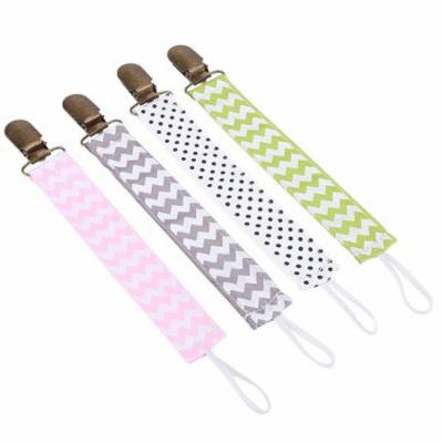 VGEBY 4pcs/set Baby Infant Pacifier Soother Nipple Holder Cute Anti-lost Clip Strap Ribbon, Soother Holder, Pacifier Clip Strap