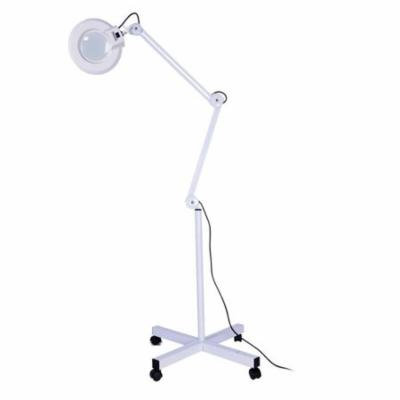 5D Flourescent Magnifier Lamp Adjustable Arm Magnifying With Rolling Stand,White BLLK