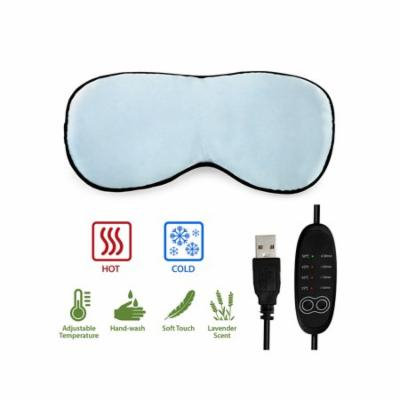 Heated cold Eye Mask with USB Temperature Control Cooling Gel for Puffy Eyes Dry Eye Lavender Flavor Sleeping Eye Cover - Blue