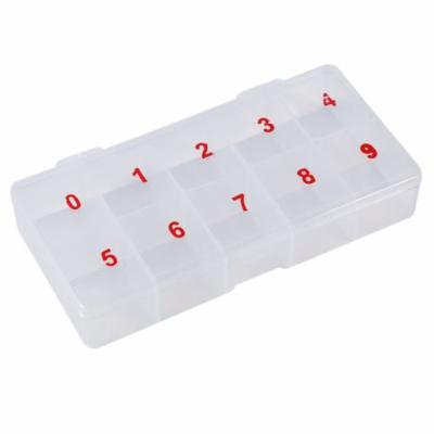 Yosoo 10 Cells Compartments Acrylic Storage Case Natural Translucent Plastic False Nail Art Tips Box ,Nail Tips Box, Nail Tips Storage