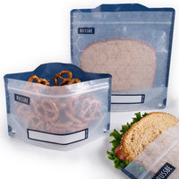 Set of 4 Russbe Reusable Snack; Sandwich Bags -Metallic Hexagrid