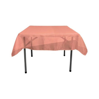 LA Linen TCOrgz58X58-CoralO15 Sheer Mirror Organza Square Tablecloth, Coral - 58 x 58 in.