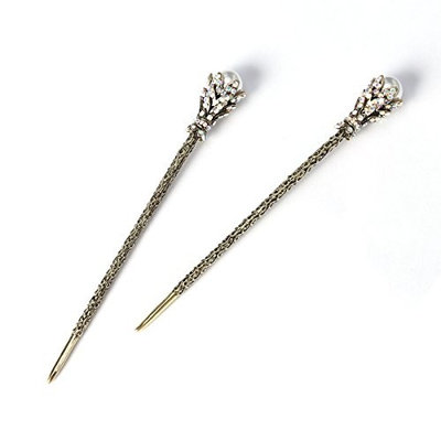 FRCOLOR 2PCS Pearl Hair Stick Vintage Hair Chopsticks Hairpin Chignon Pin