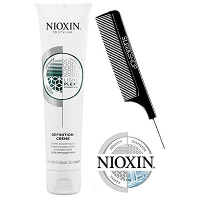 Nioxin 3D Styling DEFINITION CREME, Light Plex Technology, SMOOTHING CREAM, Density, Diameter, DERMA Tested (with Sleek Steel Pin Tail Comb) (5.07 oz/150 ml)