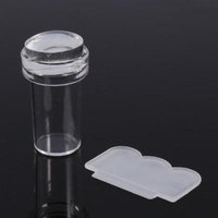 Aramox Fashionable Transparent Silicone Nail Polish Transfer Stamper & Scraper Set Manicure Tool, Nail Art Stamp Kit