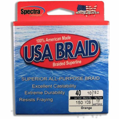 USA BRAID 40lb Braided Superline, 150yds, Orange