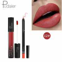 2pcs matte lipstick set liquid lipstick with lip liner nude lipstick kit lip gloss matte lips famous long lasting (12#)