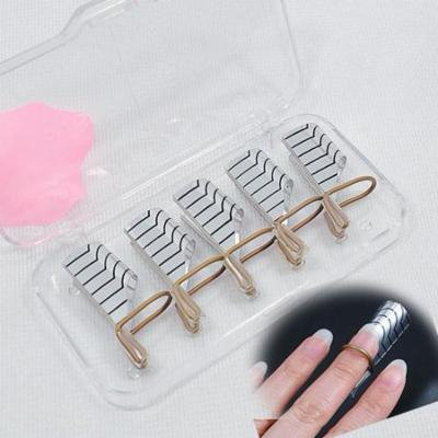 5 Pcs Reusable UV Gel Acrylic French Tips Nail Art Extension Guide Form Tool With a Transparent Box CEAER