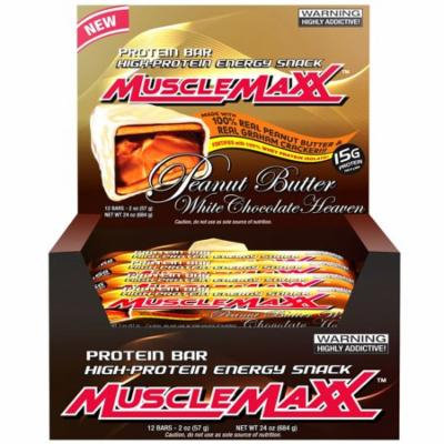 MuscleMaxx, High-Protein Energy Snack, Protein Bar, Peanut Butter White Chocolate Heaven, 12 Bars, 2 oz (pack of 1)