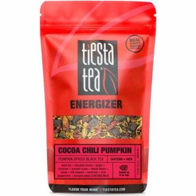 Tiesta Tea Energizer, Cocoa Chili Pumpkin, Loose Leaf Black Tea Blend, High Caffeine, 2.2 Ounce Pouch