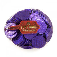 Fort Knox Milk Chocolate Foil Coins, Purple, 1 1/2in, 1 Lb Bag