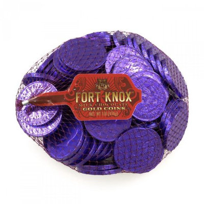 Fort Knox Milk Chocolate Foil Coins, Purple, 1 1/2in, 1 Lb Bag