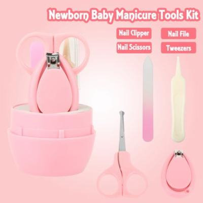 WALFRONT 4pcs Convenient Daily Baby Nail Clipper Scissors Nails File Tweezers Manicure Care Kit , Manicure Kit, Nail Clipper