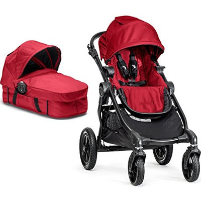 Baby Jogger City Select Black Frame Stroller w/ Bassinet Kit, Red - 2014