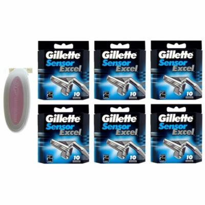 Sensor Excel Women's Compatible Razor (Pink) + Gillette Sensor Excel Razor Refill Cartridges 10 ct (Pack of 6) + Beyond BodiHeat Patch, 1 Ct
