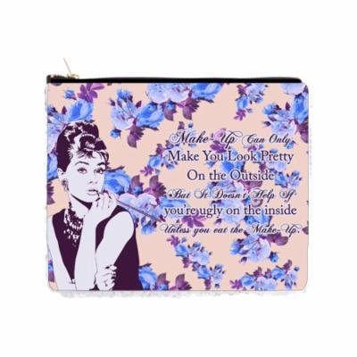 Audrey Hepburn Makeup Quote in Vintage Style Roses Design - 2 Sided 6.5