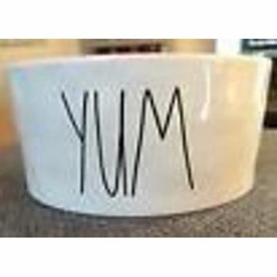 Rae Dunn Magenta Artisan Collection Small Pet Food Bowl YUM Black Letters