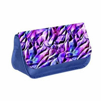 Diamond Shards - Blue Medium Sized Makeup Bag with 2 Zippered Pockets and Velcro Closure