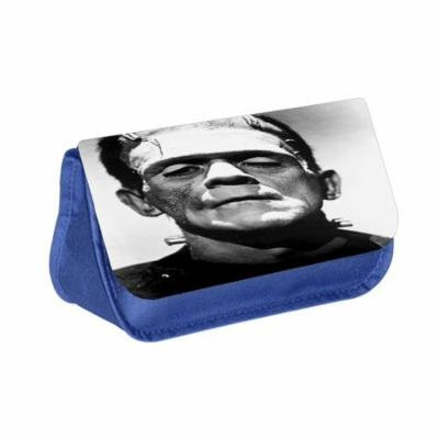 Frankenstein - Blue Medium Sized Makeup Bag with 2 Zippered Pockets and Velcro Closure