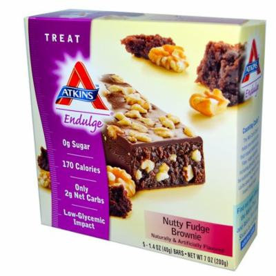 Atkins, Endulge, Nutty Fudge Brownie, 5 Bars, 1.4 oz (40 g) Each(pack of 1)