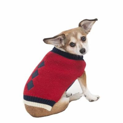 Fashion Pet Embroidered Color Block Turtleneck Dog Sweater, Small, Red