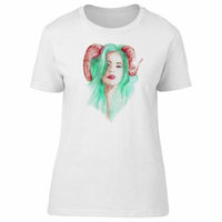 Beautiful Green Hair Horned Lady Tee Women's -Image by Shutterstock