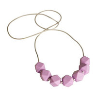 Little Teether Geo Teething Necklace for Baby Nursing - Stylish Silicone Necklace for Moms, Teether for Babies. Provides Teething Pain Relief. Teething Remedy Approved by Mothers! - Cranberry
