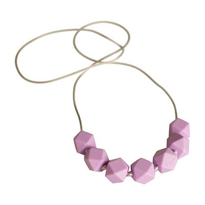 Little Teether Geo Teething Necklace for Baby Nursing - Stylish Silicone Necklace for Moms, Teether for Babies. Provides Teething Pain Relief. Teething Remedy Approved by Mothers! - Cranberry