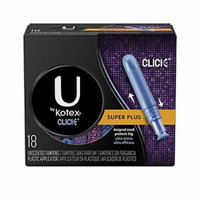 U by Kotex Click Compact Tampons, Regular Absorbency, Unscented, 18 Count (Pack of 4)