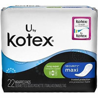 U by Kotex Maxi Pads, Long, Super Unscented 22 ea (Pack of 4)