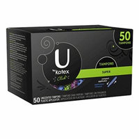 U By Kotex Click Super Compact Tampons, Compact Plastic Applicator, Unscented, 50 Count (Pack of 6)