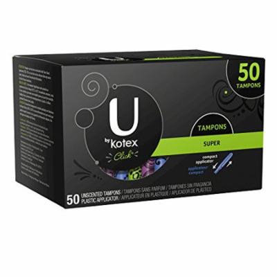 U By Kotex Click Super Compact Tampons, Compact Plastic Applicator, Unscented, 50 Count (Pack of 6)