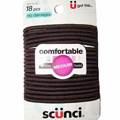 Scunci Comfortable All Day Medium Hold, Black 18 ea (Pack of 7)