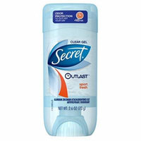 Secret Deodorant Outlast Clear Gel Sport Fresh 2.6 Ounce (76ml) (3 Pack)