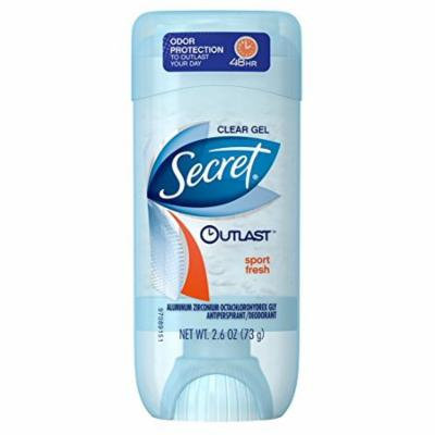Secret Deodorant Outlast Clear Gel Sport Fresh 2.6 Ounce (76ml) (3 Pack)