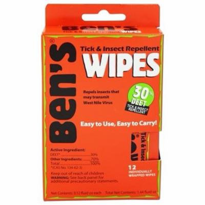 Tick & Insect Repellent Wipes - 12 Wipe(s) by Ben's (pack of 3)