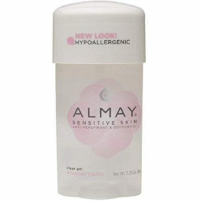 Almay Sensitive Skin Clear Gel Antiperspirant & Deodorant, Powder Fresh 2.25 oz (Pack of 7)
