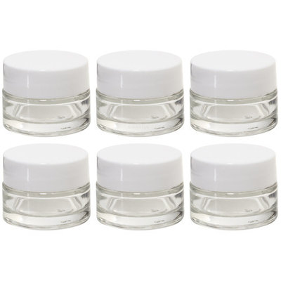 Clear Glass 0.25 oz Thick Wall Balm Jars with White Foam Lined Smooth Lids (12 pack)