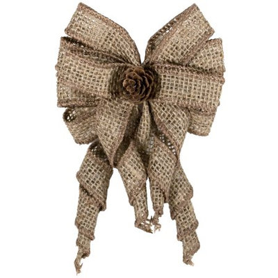 Santa S Collection Shaoxing Co Ltd HOLIDAY TIME NATURAL BURLAP MINI TREE TOPPER BOW