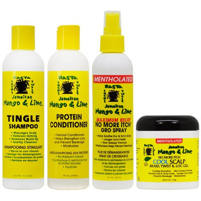 Jamaican Mango & Lime Shampoo + Conditioner + No More Itch Spray Menthol 8oz + Cool Scalp 'Set' (Pack of 4)