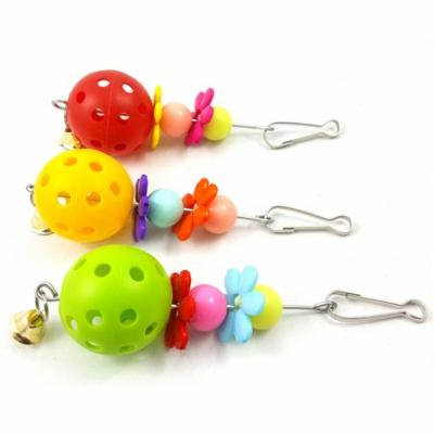 Girl12Queen Parrot Hanging Ornaments Ball Bell Flower Design Bite Toy Chew Swing Bird Tool