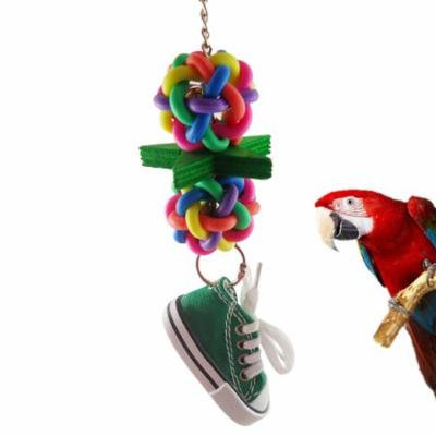 Girl12Queen Multicolor Ball Sneaker Parrot Chew Star Shoe Bird Cage Climbing Hanging Toys