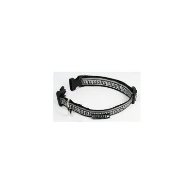 Petflect Black Greek Key Dog Collar - Reflective - Nylon - Super Strength - X-Large, Neck 26