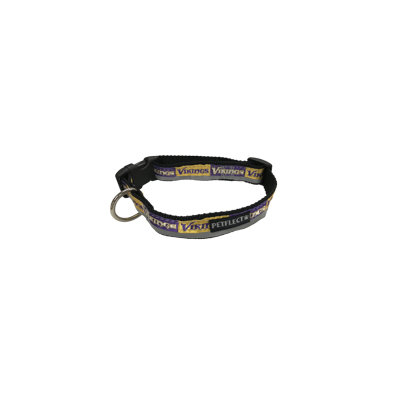 Petflect Minnesota Vikings Dog Collar - Reflective - Nylon - Super Strength - NFL Team Logos - Small, Neck 11
