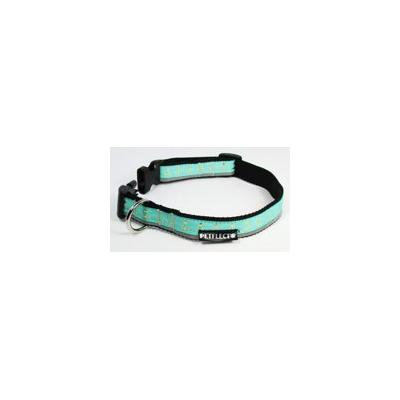 Petflect Lake Life Nautical Anchors Dog Collar - Gold Anchors on Turquoise - Reflective - Nylon - Super Strength - Large, Neck 20