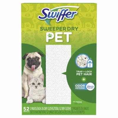 Swiffer Sweeper Pet, Dry Sweeping Cloths with Febreze Odor Defense, 52 Count