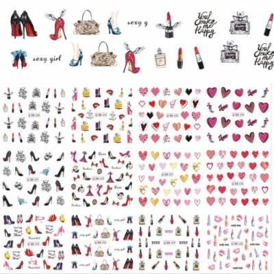 Girl12Queen 12 Designs/Set Women Water Transfer Nail Art Beauty Sticker Tips Manicure Decal