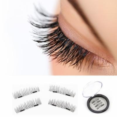 4Pcs Magnetic Eyelashes 3D Magnetic False Eyelashes Ultra Thin Black Natural Eye Lashes Extension Lightweight Natural Thick Eye Lashes Handmade 0.2mm