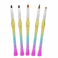 WALFRONT 5Pcs Nail Art Design Brushes Rainbow Gradient Brush Colorful Nail Painting Pen Manicure Tools, Painting Brush Set,Liner Pen
